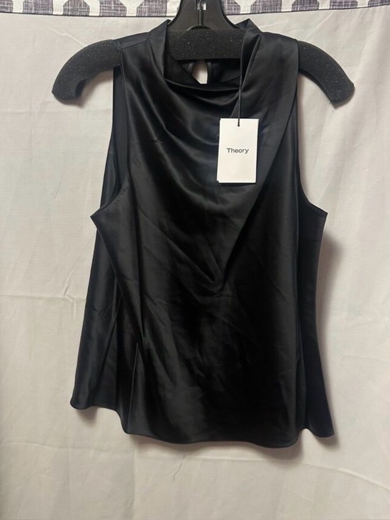 Theory Tops - Theory Black Satin Sleeveless Cowl Neck Blouse